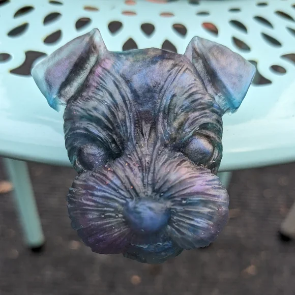 Schnauzer Dog Magnet Handmade Resin Blue Art Unique Pet Gift Kawaii Metallic - Picture 3 of 6